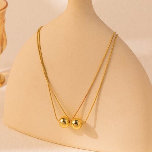 Vintage Style Round Gold Alloy Layered Plating Necklace Oval Chic Boho Pendant - Picture 3 of 6